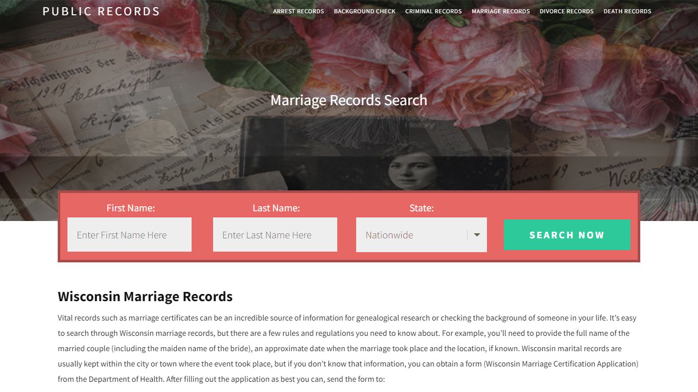 Wisconsin Marriage Records | Enter Name and Search. 14Days ...